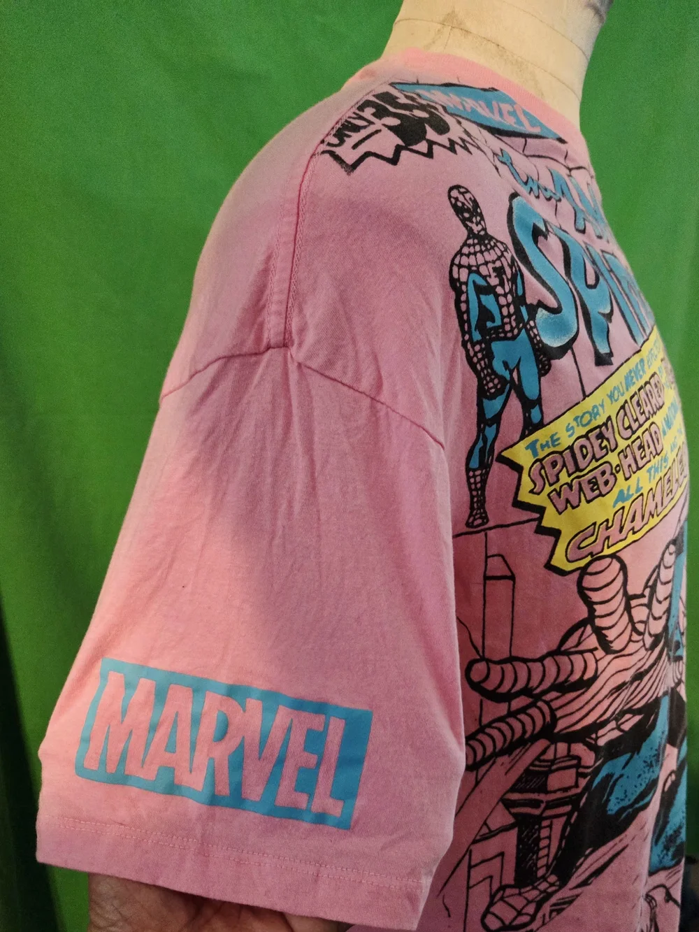 MARVEL Spider-Man Comic Panels Graphic T-Shirt Unisex XL  Pink